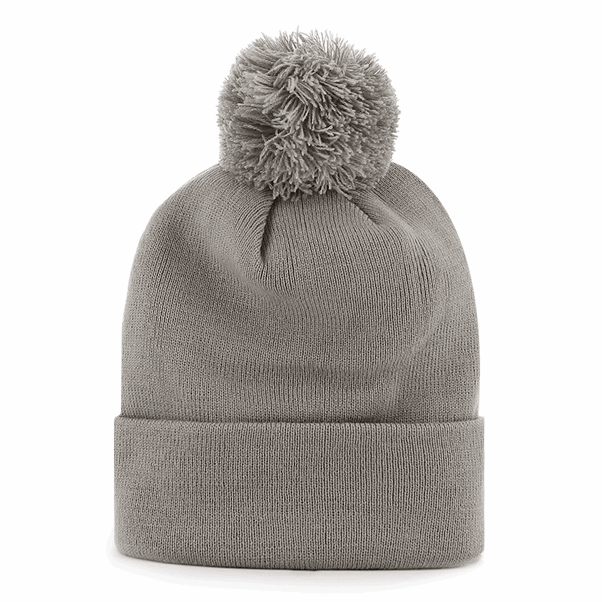 Pom Pom Grey Beanie - Fine White Line