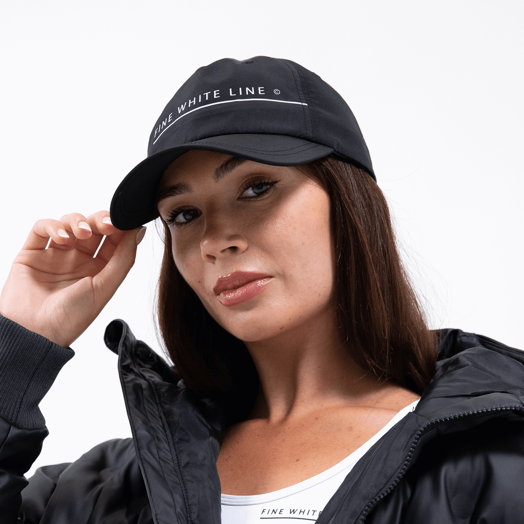 Unisex Continuum Black Cap - Fine White Line