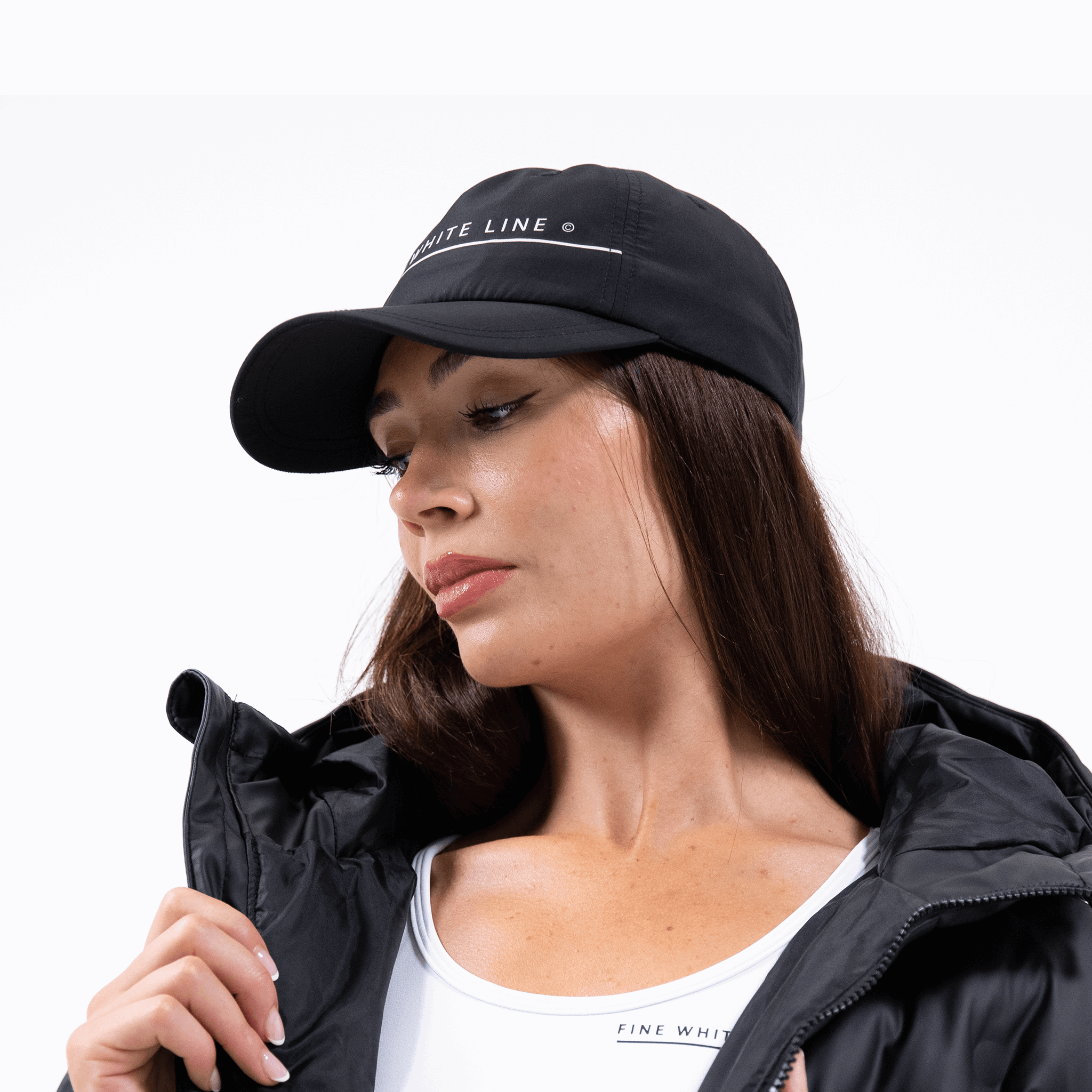 Unisex Continuum Black Cap - Fine White Line