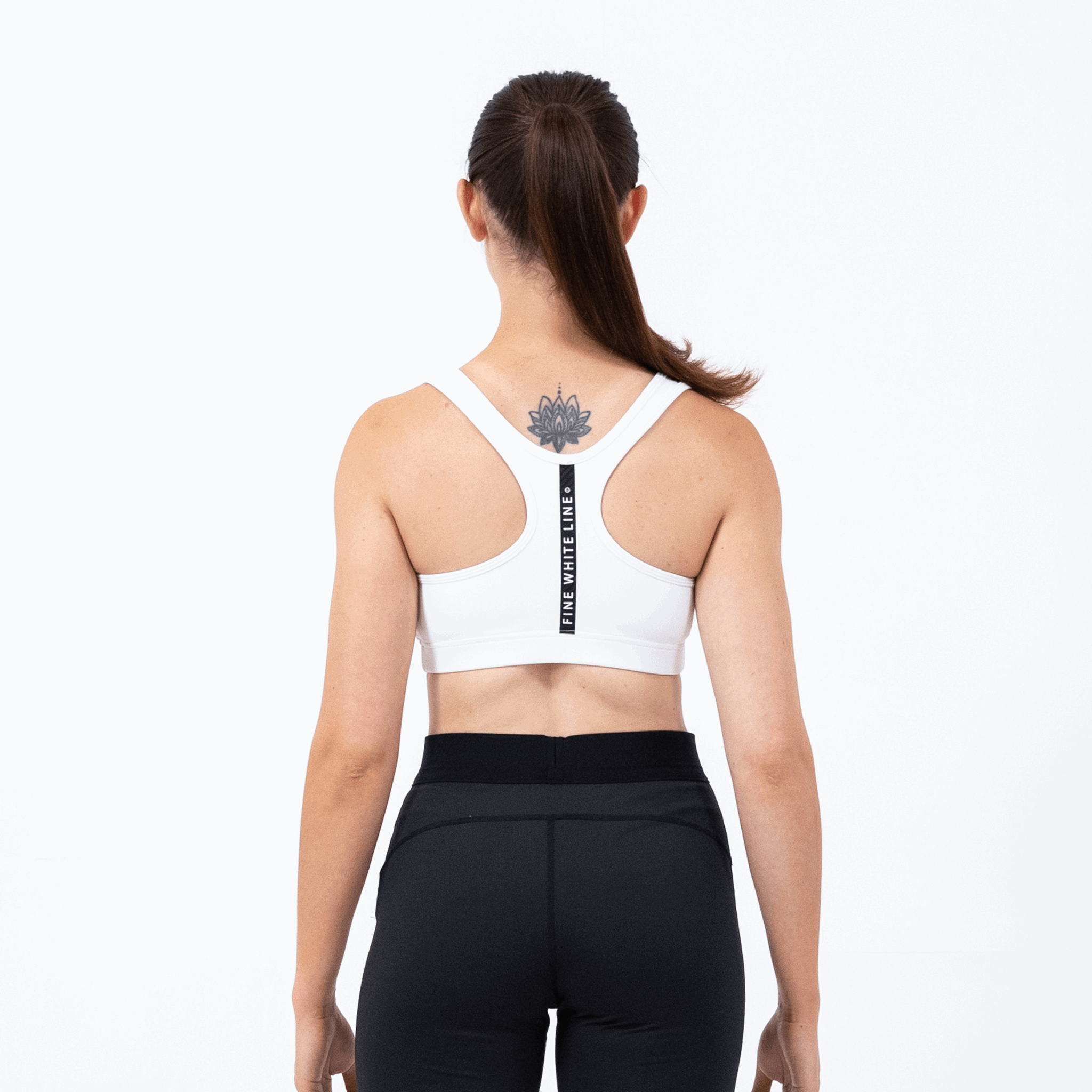 Women's Aquila White Sport Bra - Fine White Line