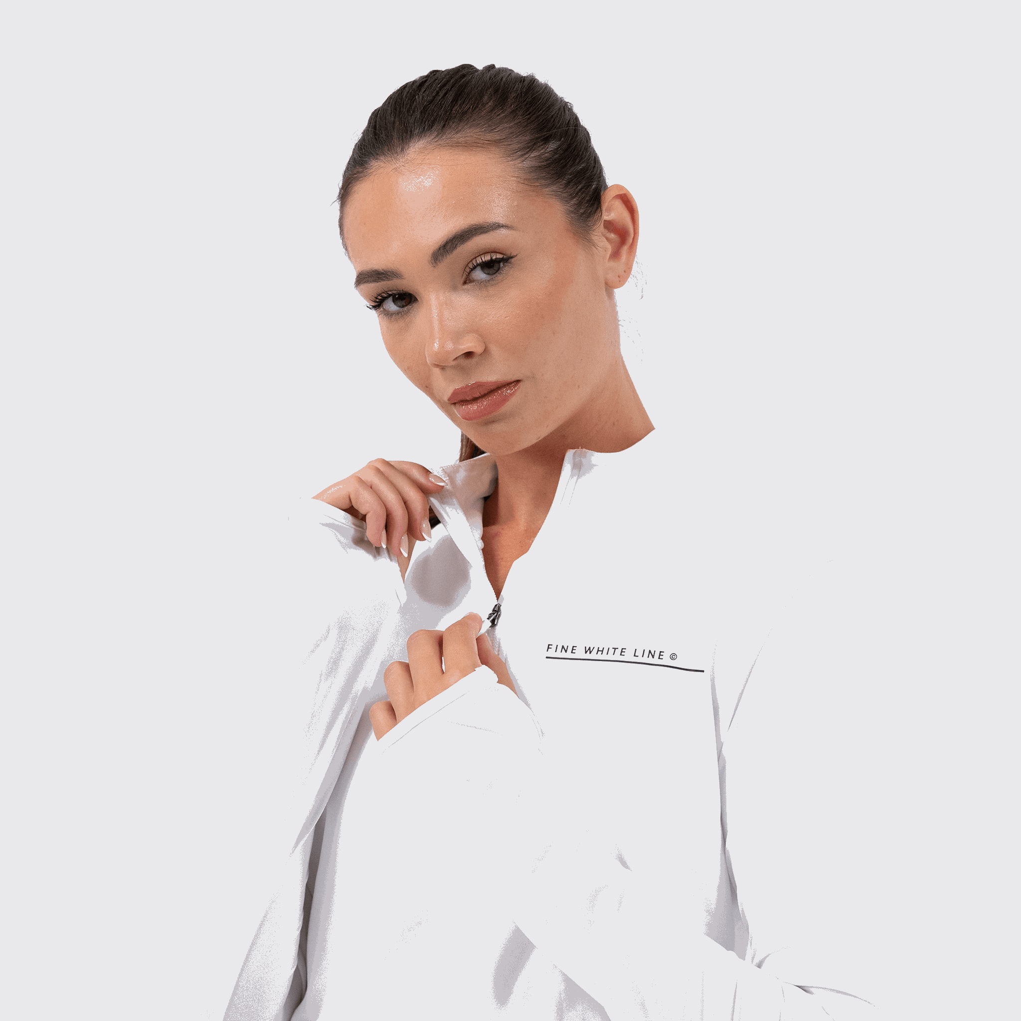 Women's Orbit White 1/4 Zip Jacket - Fine White Line