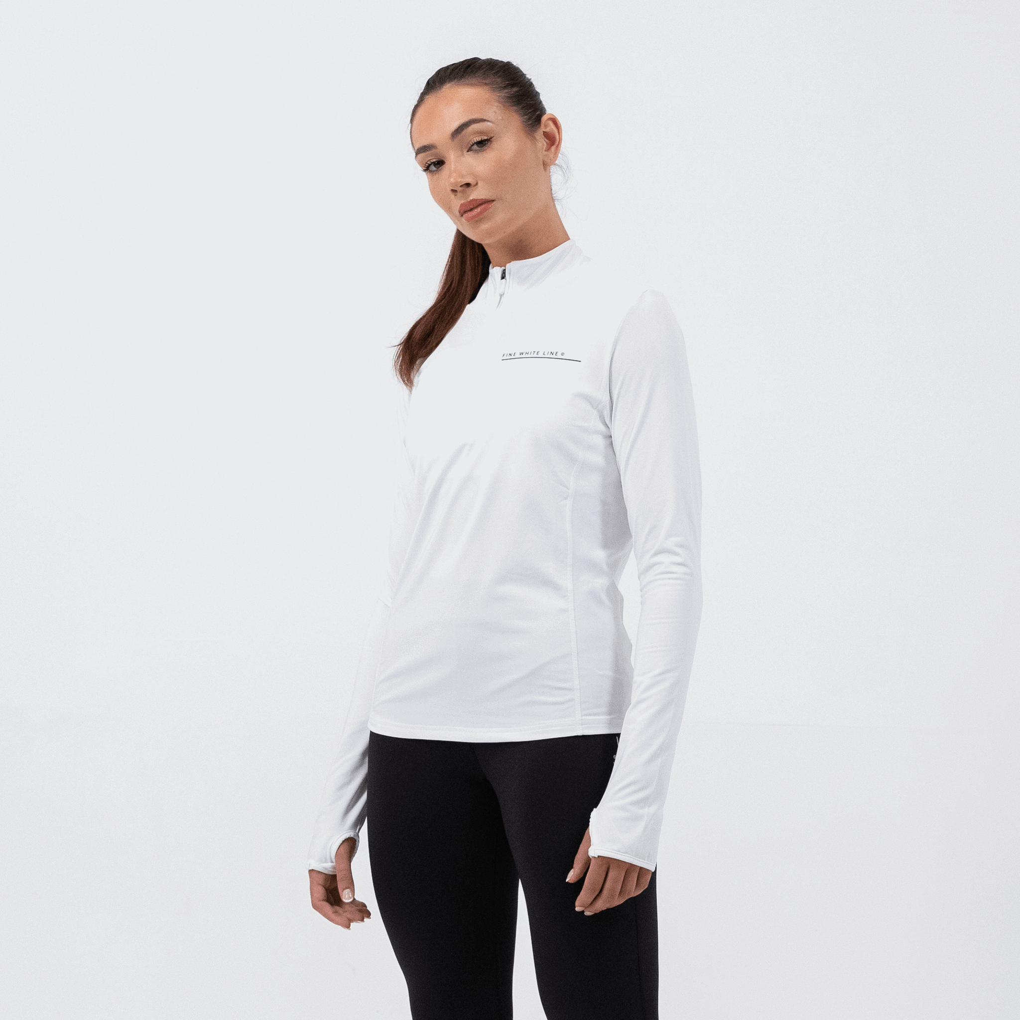 Women's Orbit White 1/4 Zip Jacket - Fine White Line